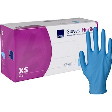 Handschoen 'XS' Abena Nitril poedervrij - blauw (100 stuks)