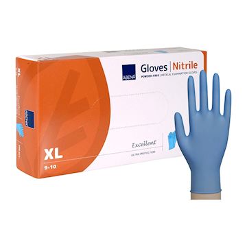 Handschoen 'XL' Abena Nitril poedervrij - blauw (100 stuks)