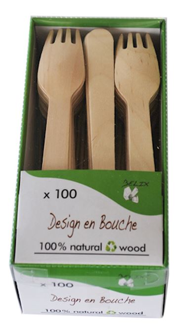 Houten vork 16cm 100st.