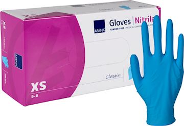 Handschoen 'XS' Classic nitril poedervrij - blauw (100x)