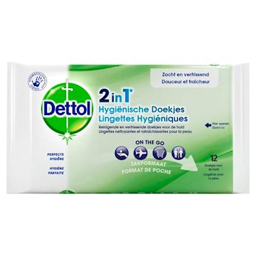 Hygiënische Doekjes Dettol 2-in-1 (pak à 12stuks)