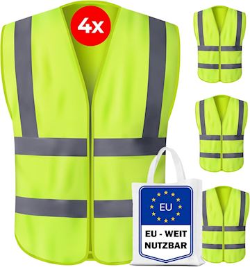 Veiligheidsvest Senior - geel (4 stuks inclusief tasje)