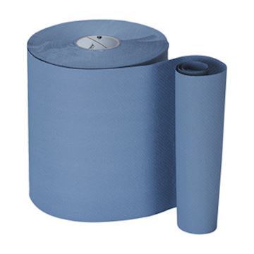 Handoekpapier 1-laags - blauw (6 rollen à 553 vel)