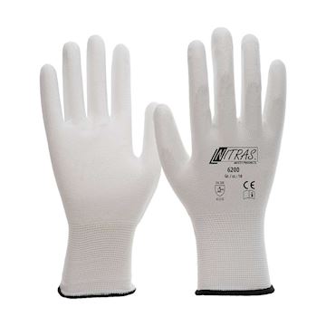 Handschoen 'S' Nitras 6200 Pu-Flex Nylon wit