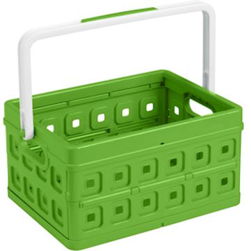 Square Vouwkrat met extra handgreep 24ltr. groen/wit