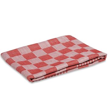 Theedoek geblokt 70 x 70 cm - rood/wit  (pak à 6 stuks)