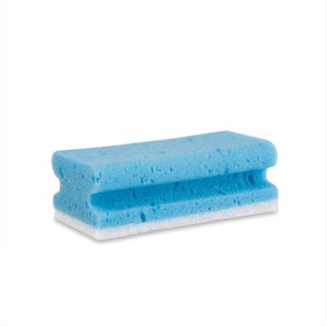 Schuurspons met grip 14 x 7 x 4,5 cm - blauw/wit (10 stuks)